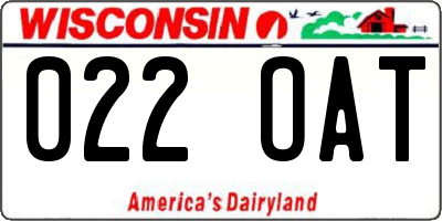 WI license plate 022OAT