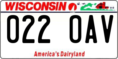 WI license plate 022OAV