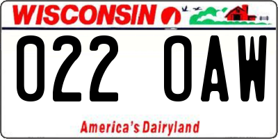 WI license plate 022OAW