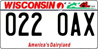 WI license plate 022OAX