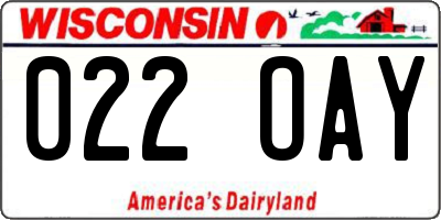 WI license plate 022OAY