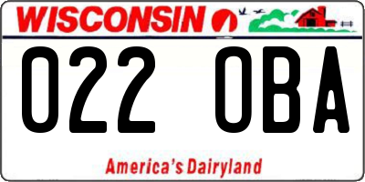WI license plate 022OBA
