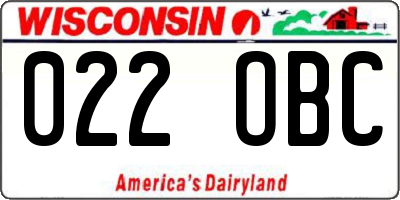 WI license plate 022OBC