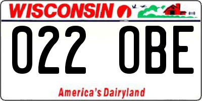WI license plate 022OBE