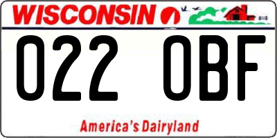 WI license plate 022OBF