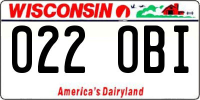 WI license plate 022OBI