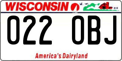 WI license plate 022OBJ