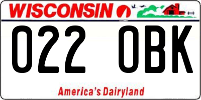 WI license plate 022OBK