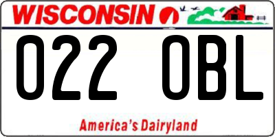 WI license plate 022OBL