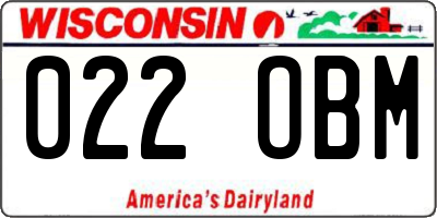 WI license plate 022OBM