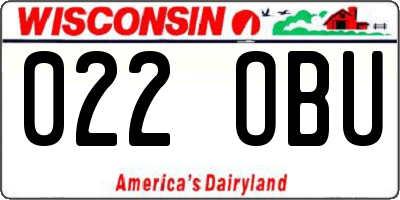 WI license plate 022OBU