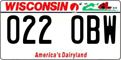 WI license plate 022OBW