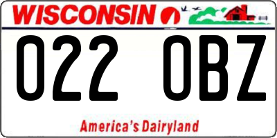 WI license plate 022OBZ
