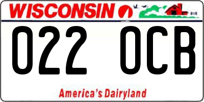 WI license plate 022OCB