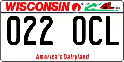 WI license plate 022OCL