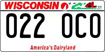 WI license plate 022OCO