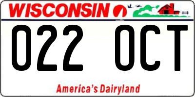 WI license plate 022OCT