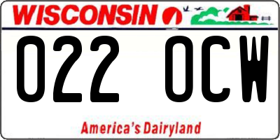 WI license plate 022OCW