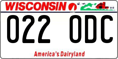 WI license plate 022ODC