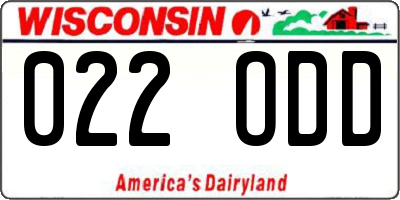 WI license plate 022ODD