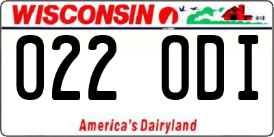 WI license plate 022ODI