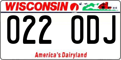 WI license plate 022ODJ