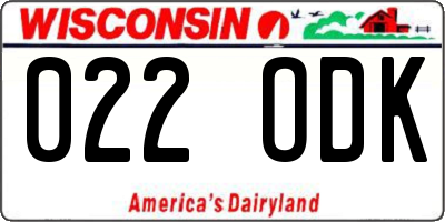 WI license plate 022ODK