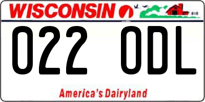 WI license plate 022ODL