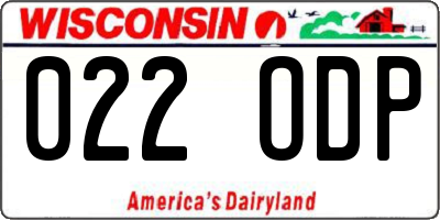 WI license plate 022ODP