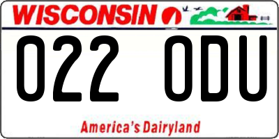 WI license plate 022ODU