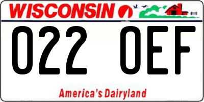 WI license plate 022OEF
