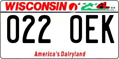 WI license plate 022OEK