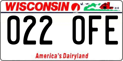 WI license plate 022OFE