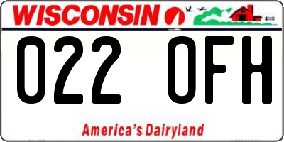 WI license plate 022OFH