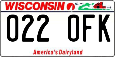 WI license plate 022OFK