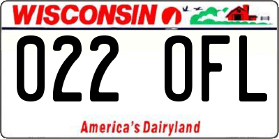 WI license plate 022OFL