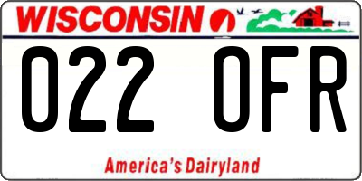 WI license plate 022OFR