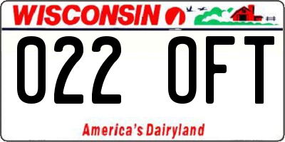 WI license plate 022OFT