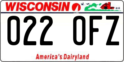 WI license plate 022OFZ