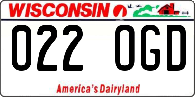 WI license plate 022OGD