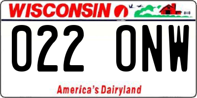 WI license plate 022ONW