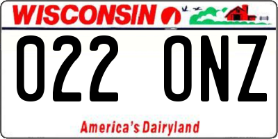 WI license plate 022ONZ