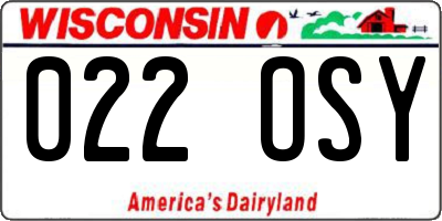 WI license plate 022OSY