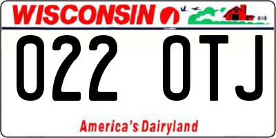 WI license plate 022OTJ