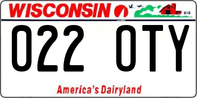 WI license plate 022OTY