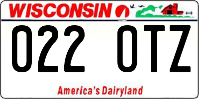 WI license plate 022OTZ