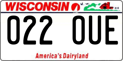 WI license plate 022OUE