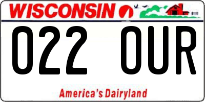 WI license plate 022OUR