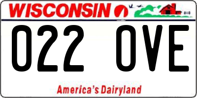 WI license plate 022OVE