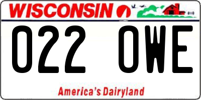WI license plate 022OWE